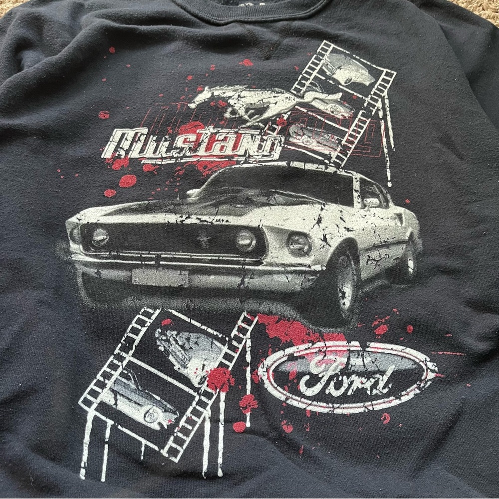 Fruit Of The Loom Ford Mustang Vintage Crew Neck Sweatshirt Made USA Gray Men XL - Picture 2 of 6